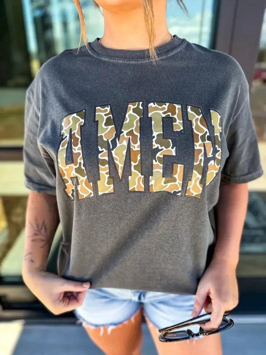 Camo Amen Pepper Comfort Colors Graphic Tee