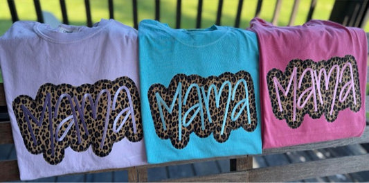 Leopard Mama Appliqué Comfort Colors Tee